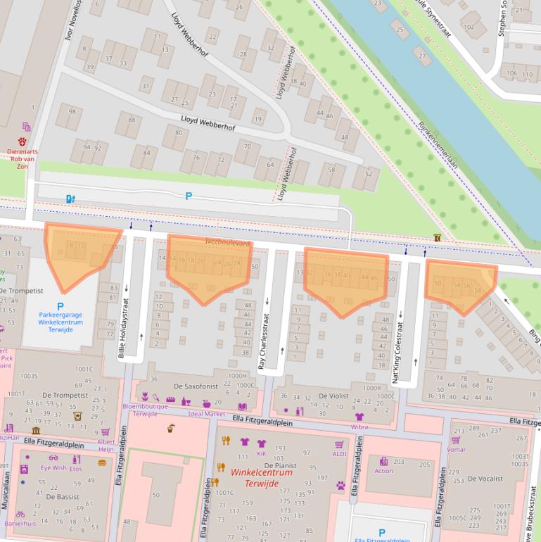 Kaart van postcodegebied 3543EA.