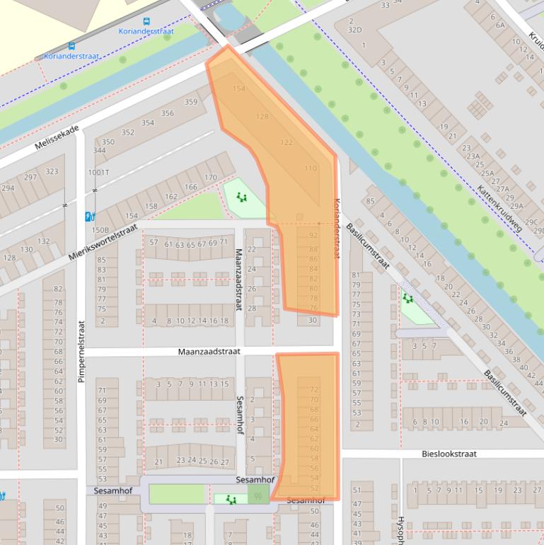 Kaart van postcodegebied 3544BS.