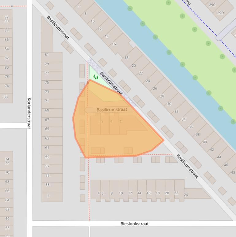Kaart van postcodegebied 3544BX.
