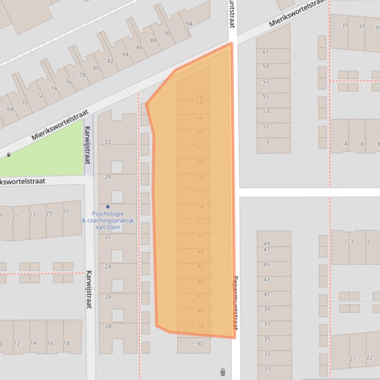 Kaart van postcodegebied 3544CD.