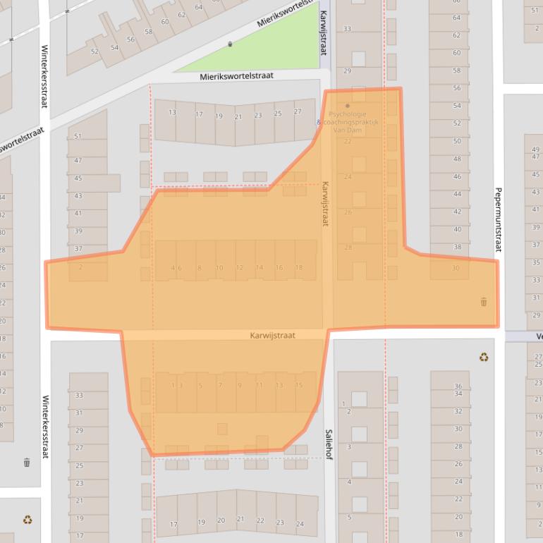 Kaart van postcodegebied 3544CE.