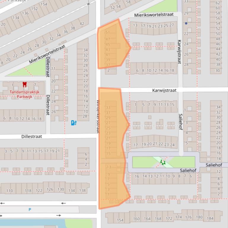 Kaart van postcodegebied 3544CH.