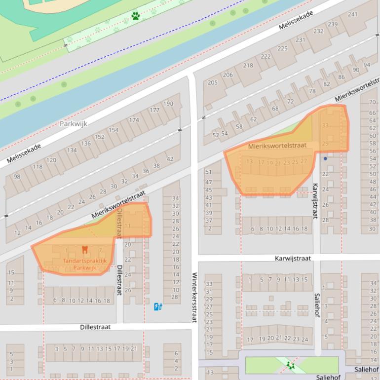 Kaart van postcodegebied 3544CM.