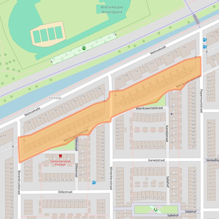 Kaart van postcodegebied 3544CP.