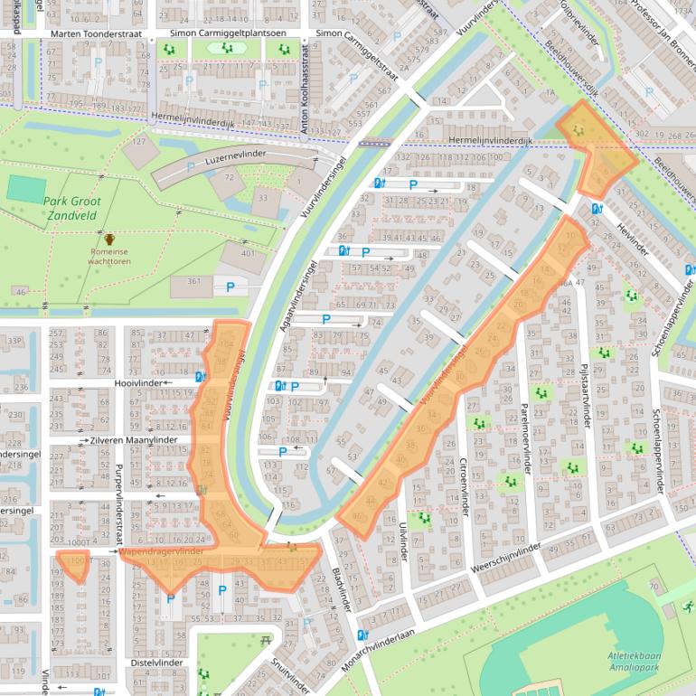 Kaart van postcodegebied 3544DL.