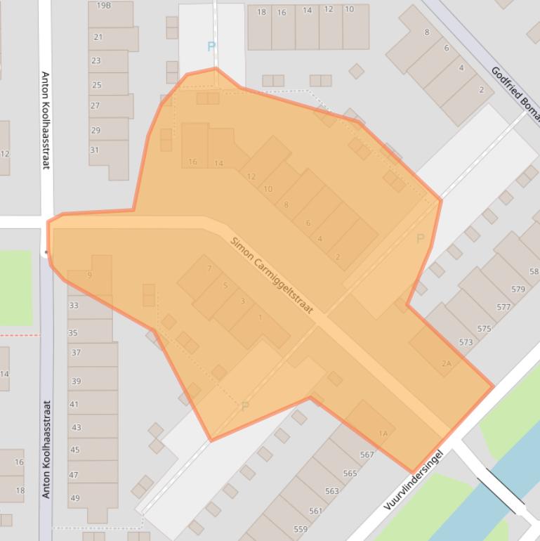 Kaart van postcodegebied 3544HX.