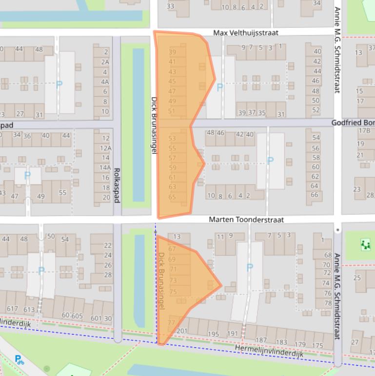 Kaart van postcodegebied 3544HZ.