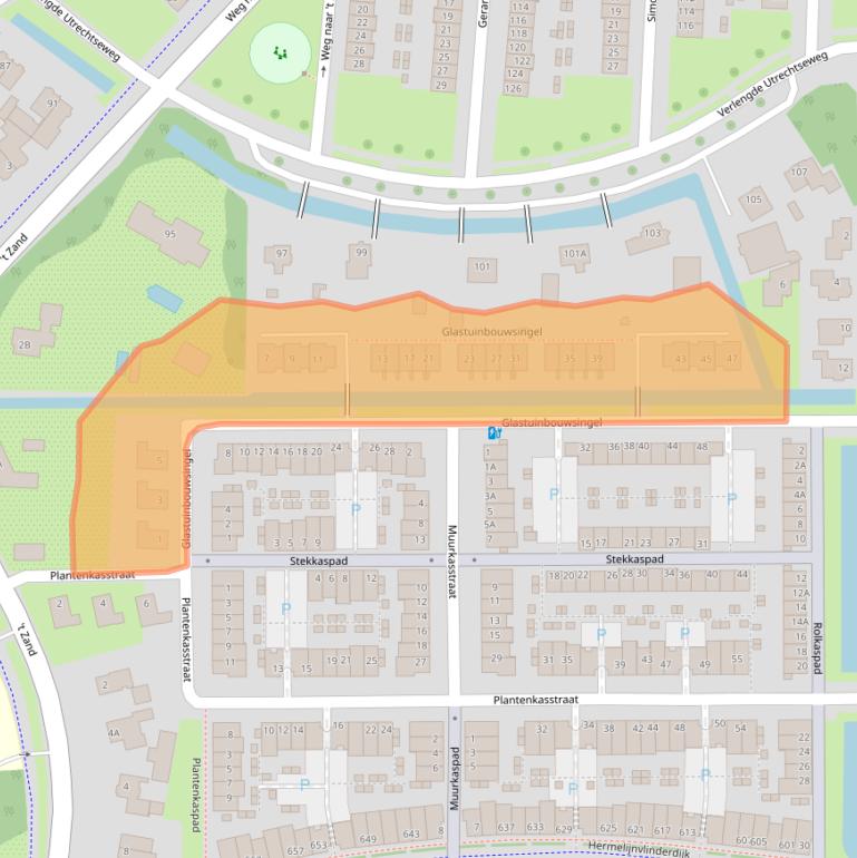 Kaart van postcodegebied 3544JA.