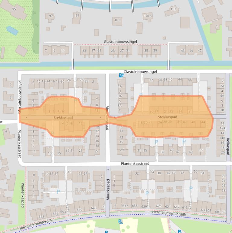 Kaart van postcodegebied 3544JC.