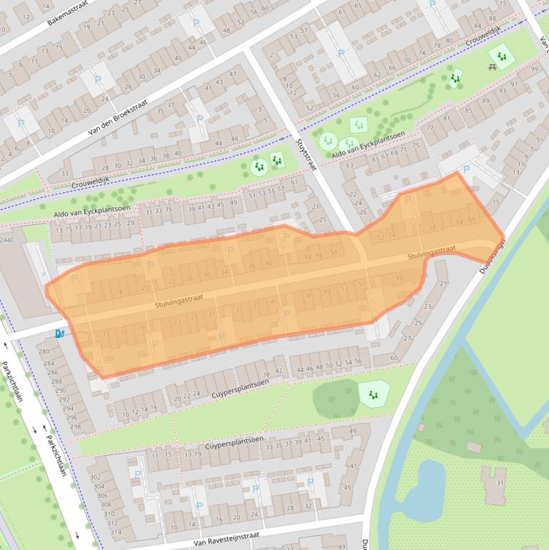 Kaart van postcodegebied 3544LE.