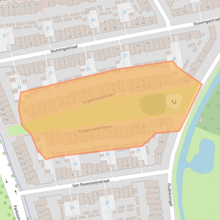Kaart van postcodegebied 3544LJ.