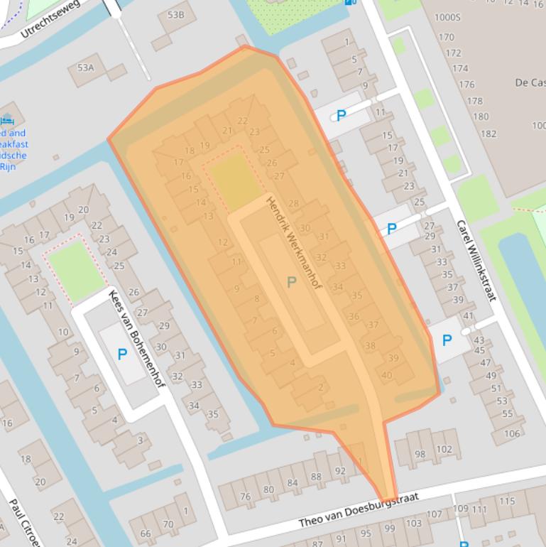 Kaart van postcodegebied 3544MB.