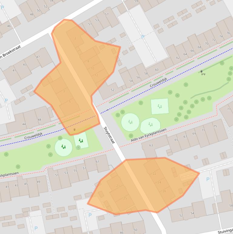 Kaart van postcodegebied 3544MP.