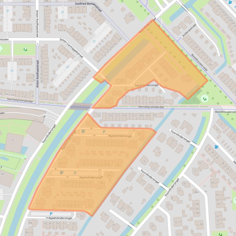 Kaart van postcodegebied 3544ZA.