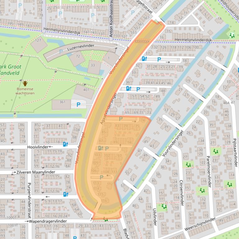 Kaart van postcodegebied 3544ZB.