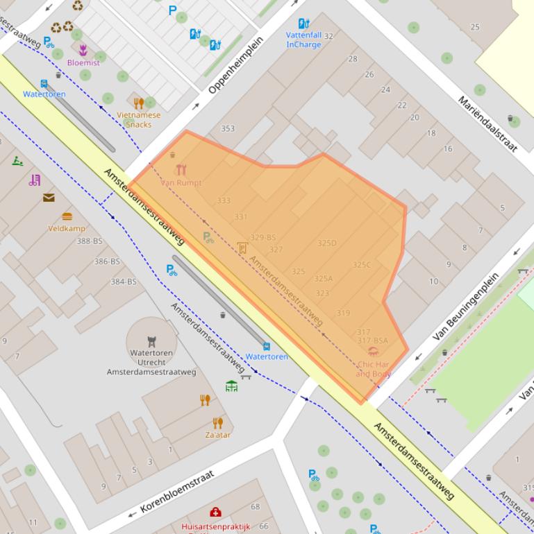 Kaart van postcodegebied 3551CJ.