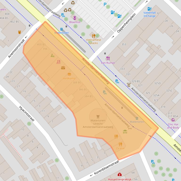 Kaart van postcodegebied 3551CW.