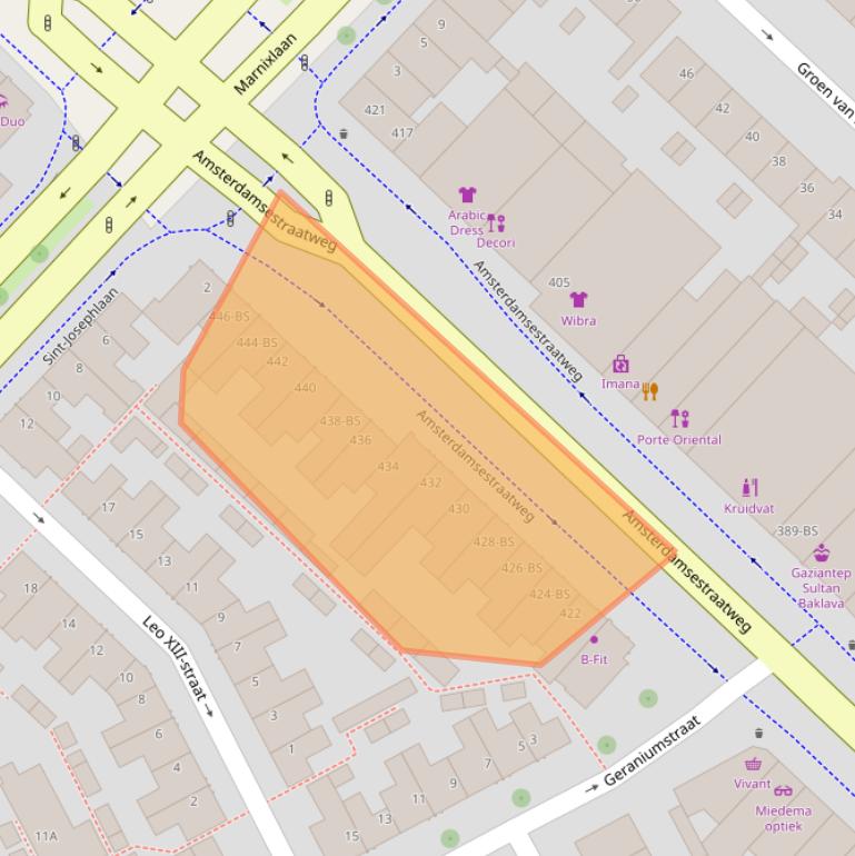 Kaart van postcodegebied 3551CZ.