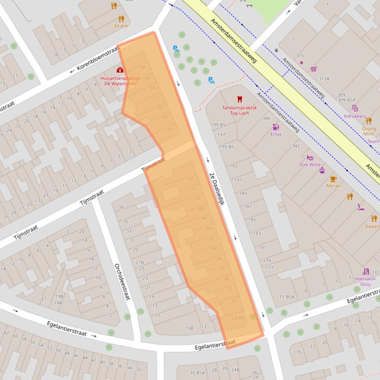 Kaart van postcodegebied 3551EK.