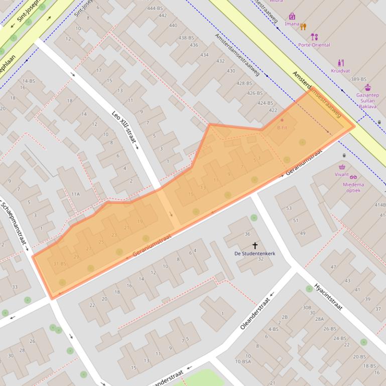 Kaart van postcodegebied 3551HA.