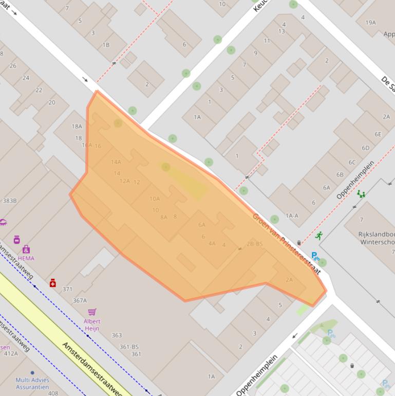 Kaart van postcodegebied 3551XE.