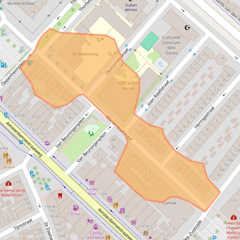 Kaart van postcodegebied 3551XH.