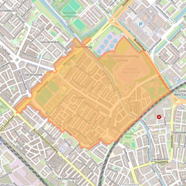 Kaart van postcodegebied 3552.