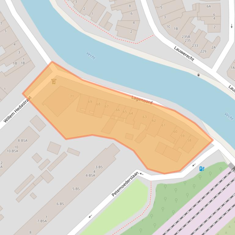 Kaart van postcodegebied 3552AA.