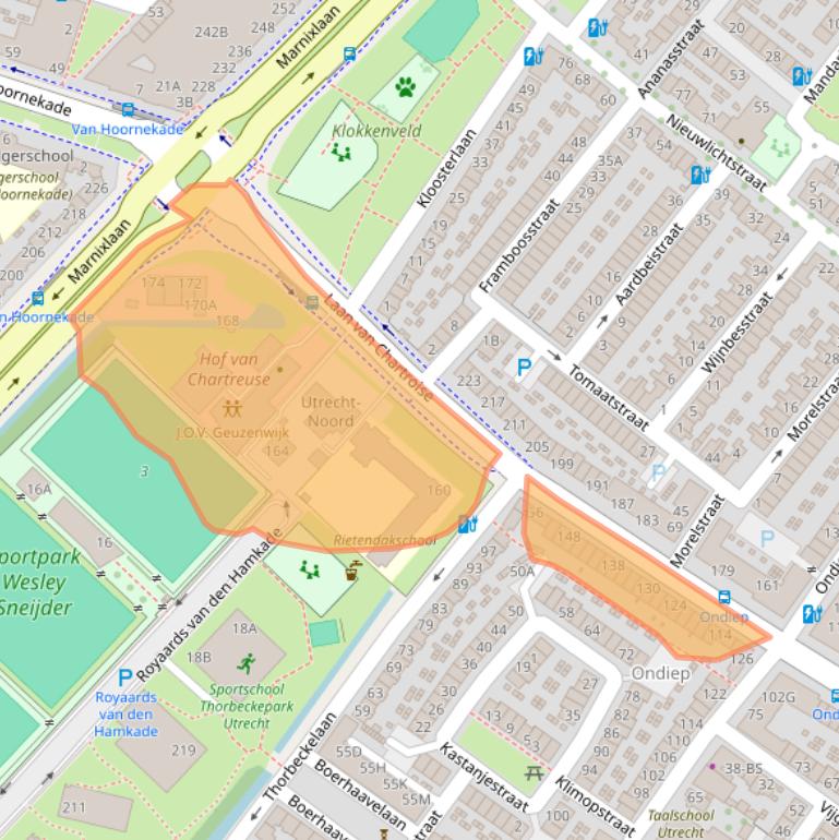 Kaart van postcodegebied 3552EZ.