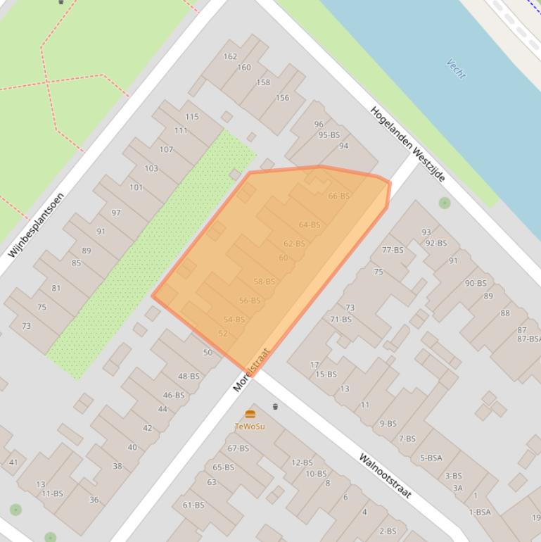 Kaart van postcodegebied 3552GR.