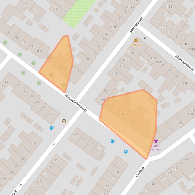 Kaart van postcodegebied 3552GV.