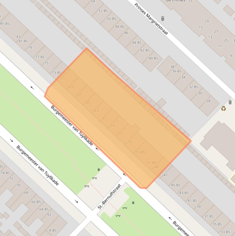 Kaart van postcodegebied 3553AC.