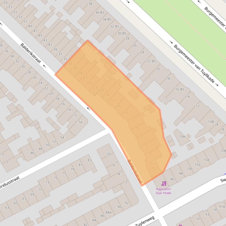 Kaart van postcodegebied 3553BA.