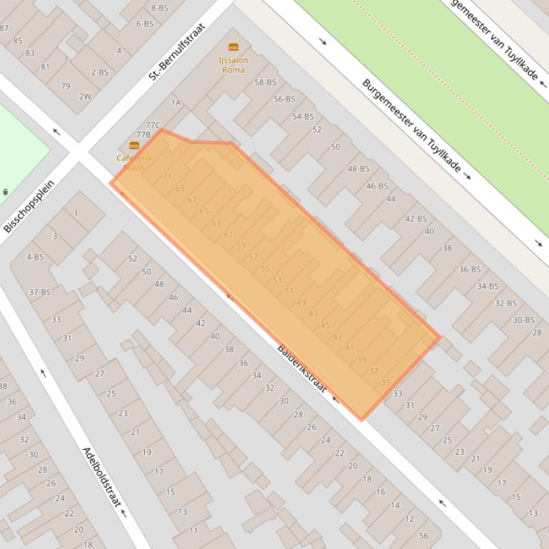 Kaart van postcodegebied 3553BB.