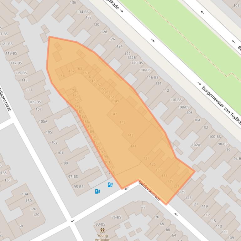 Kaart van postcodegebied 3553BD.