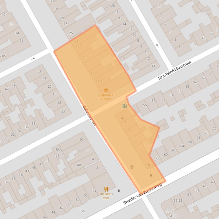 Kaart van postcodegebied 3553BK.