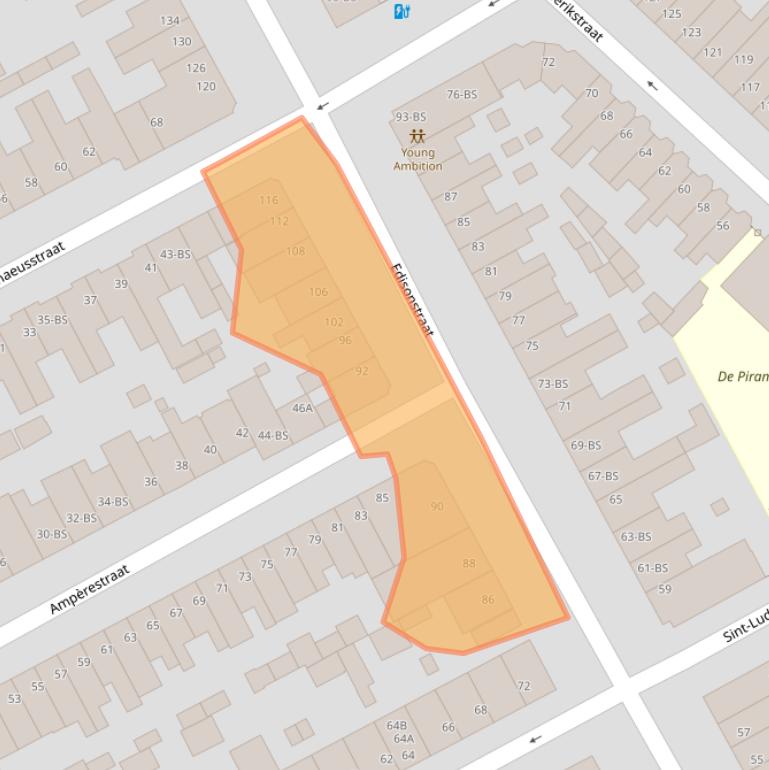 Kaart van postcodegebied 3553BW.