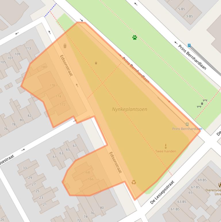 Kaart van postcodegebied 3553BZ.