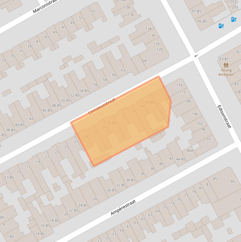 Kaart van postcodegebied 3553CC.