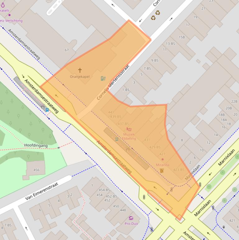 Kaart van postcodegebied 3553EA.