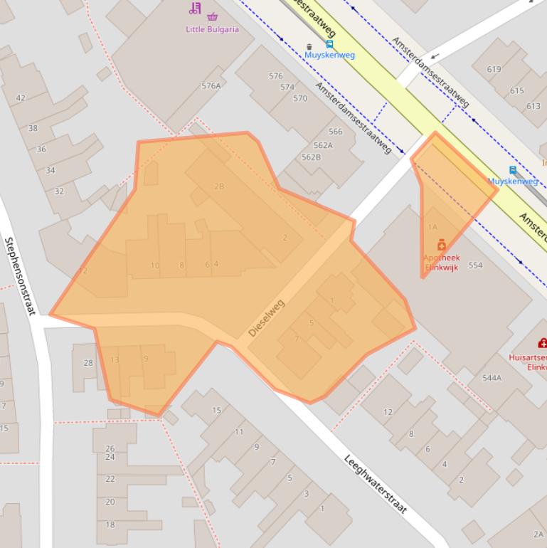 Kaart van postcodegebied 3553GT.