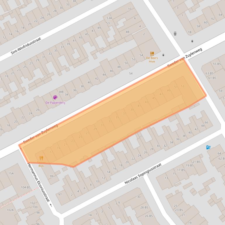 Kaart van postcodegebied 3553HB.