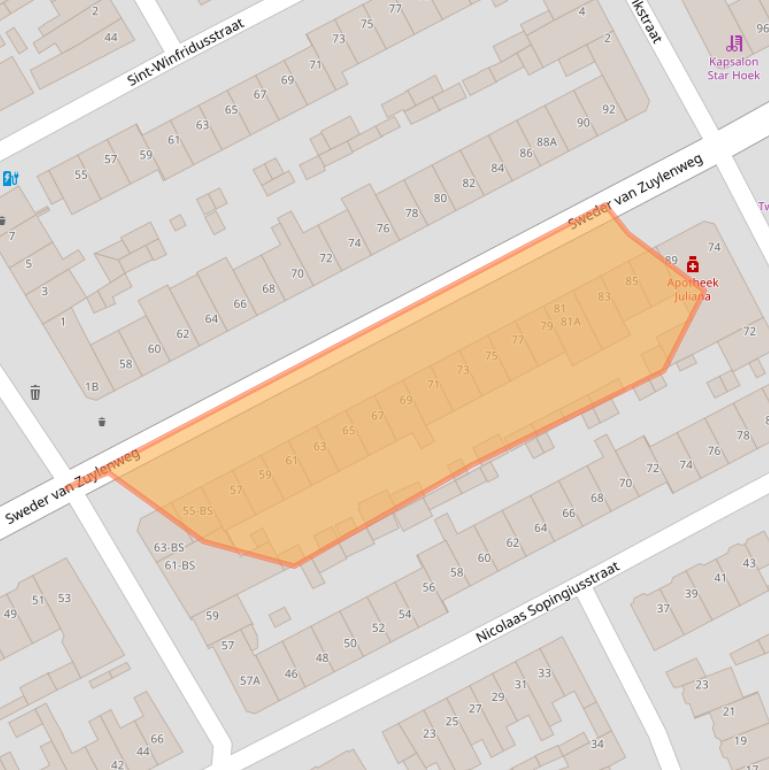 Kaart van postcodegebied 3553HC.