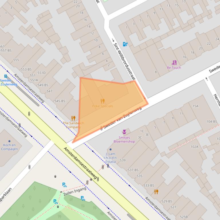 Kaart van postcodegebied 3553HE.