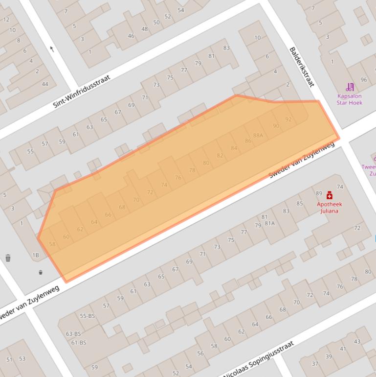 Kaart van postcodegebied 3553HH.