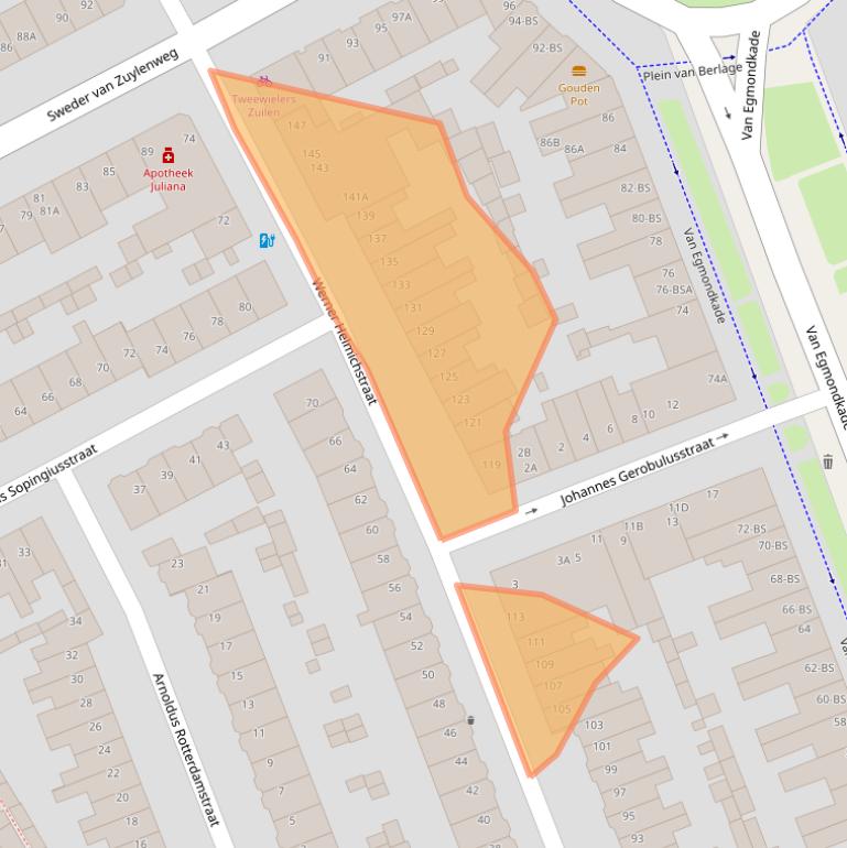 Kaart van postcodegebied 3553JW.
