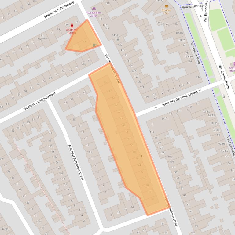 Kaart van postcodegebied 3553JZ.