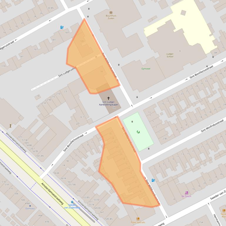 Kaart van postcodegebied 3553SM.