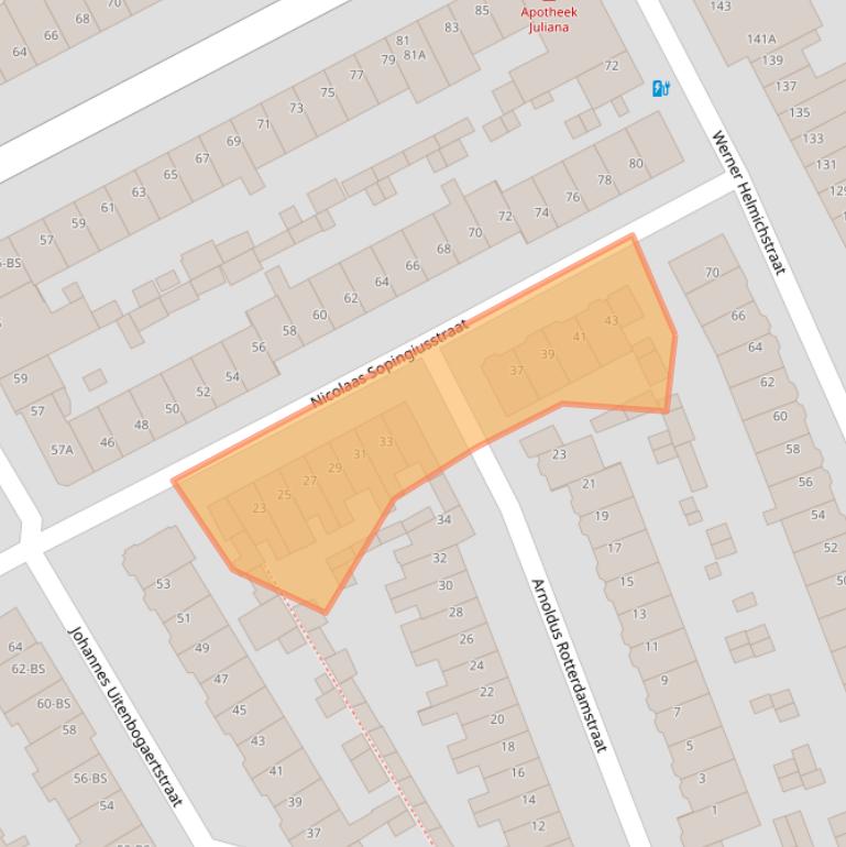 Kaart van postcodegebied 3553TL.