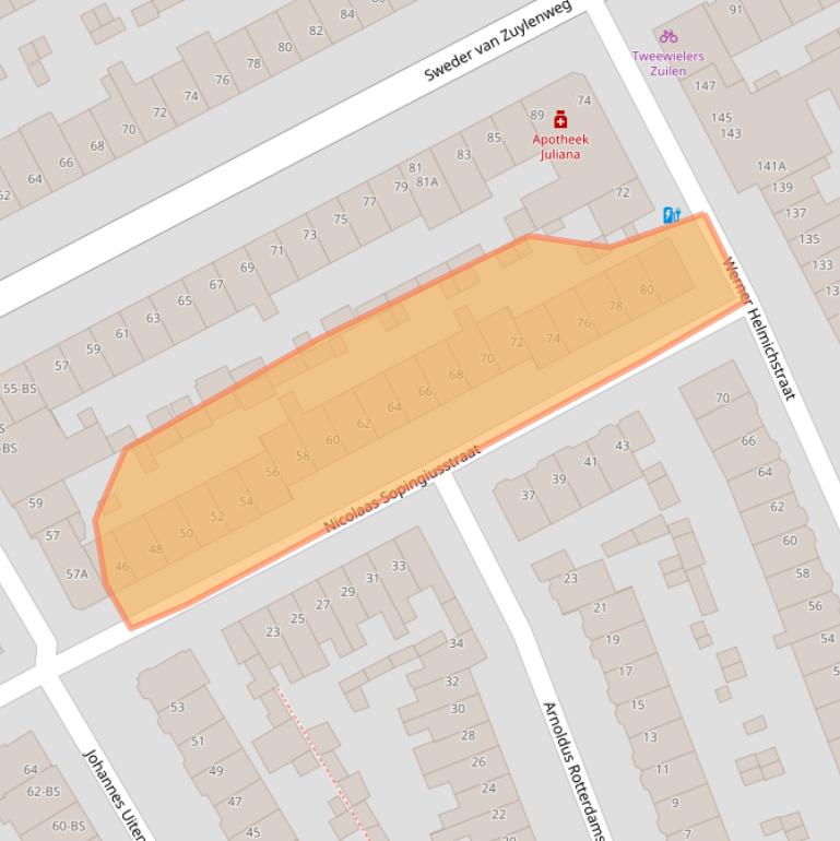 Kaart van postcodegebied 3553TN.